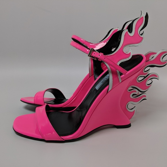 SOLD Prada Flame Wedge Heeled Sandals - Picture 2 of 6